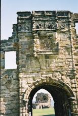 A photo of the ruins of the castle in St. Andrews.
